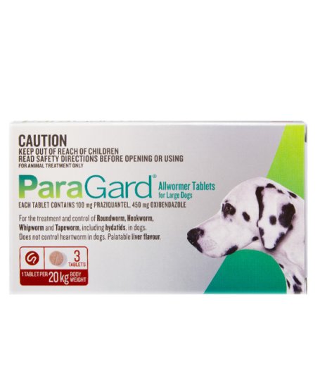 (image for) ParaGard Dog Allwormer 20kg 3Tablets - Click Image to Close