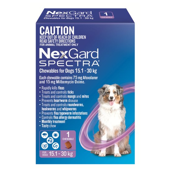 (image for) NexGard Spectra Chews For Dogs Large 15.1-30kg 1Pack - Click Image to Close