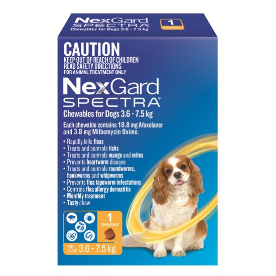 (image for) NexGard Spectra Chews For Dogs Small 3.6-7.5kg 1Pack - Click Image to Close