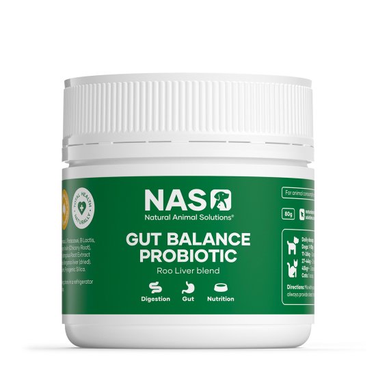 (image for) Natural Animal Solutions Gut Balance Probiotic 80g Roo Liver Blend - Click Image to Close