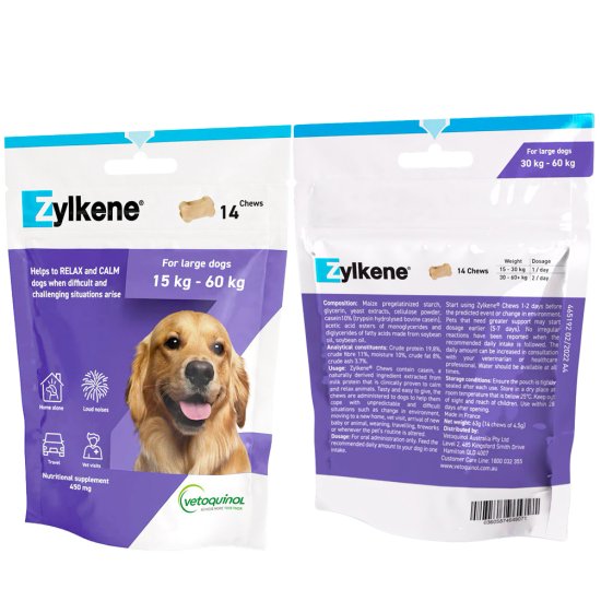 (image for) Zylkene for Dogs Calm Relax Large 15-60Kg 14 Chews - Click Image to Close