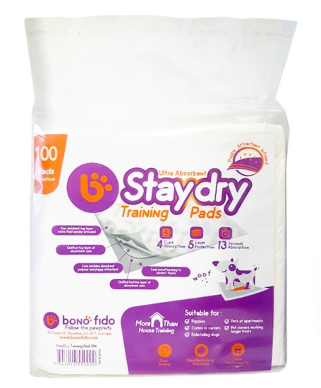(image for) Bonofido Staydry Training Pads 100pk 60x60cm - Click Image to Close