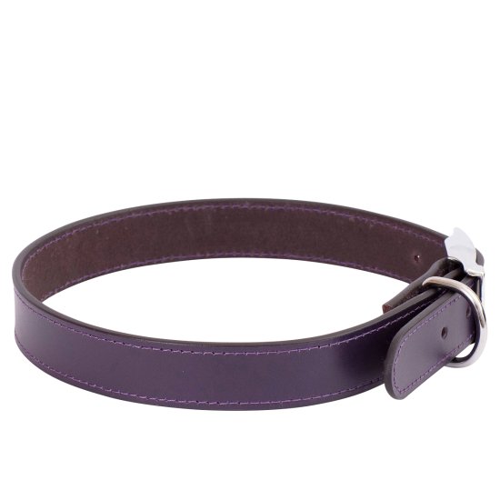 (image for) Beaupets Collar Leather Deluxe Sewn 35Cm Purple - Click Image to Close