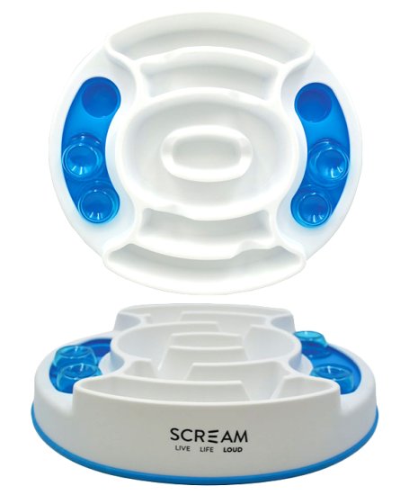 (image for) Scream Slow Feed Interactive Puzzle Bowl 28x28x7cm Blue - Click Image to Close
