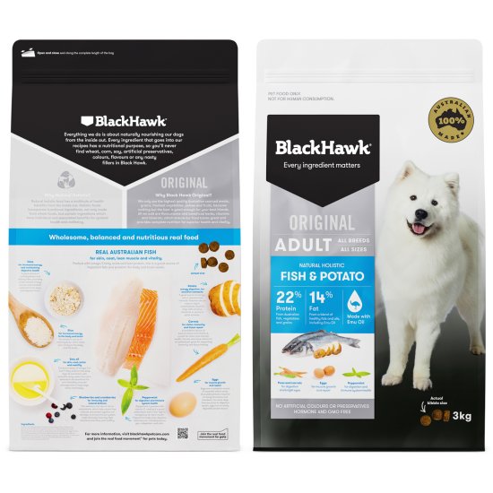 (image for) Black Hawk Dog Food Adult Fish and Potato 3kg - Click Image to Close