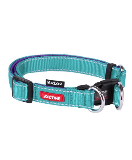 (image for) Kazoo Action Adj Nylon Collar Aqua/Purp 20Mm L - Click Image to Close