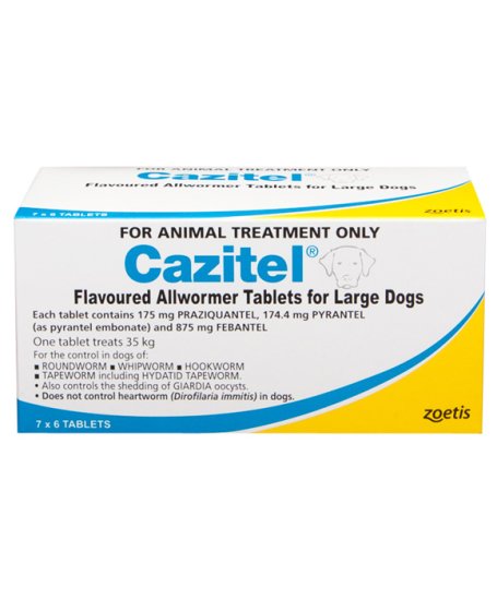 (image for) Cazitel Allwormer for Dogs 35kg 42Pack 42Tablets - Click Image to Close