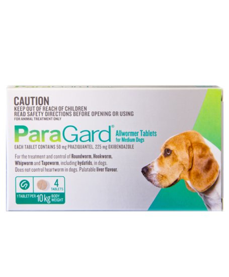 (image for) ParaGard Dog Allwormer 10kg 4Tablets - Click Image to Close