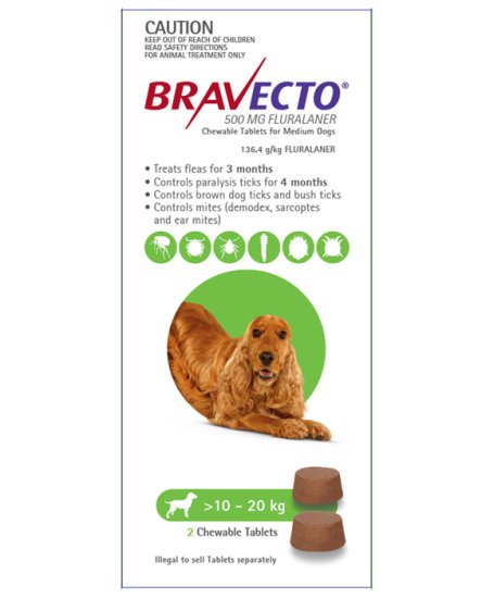 (image for) Bravecto Chews 6Month For Dogs Medium 10-20kg - Click Image to Close