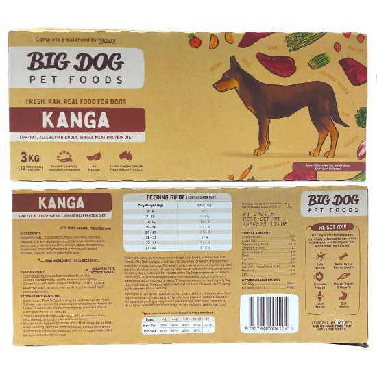 (image for) Big Dog Barf for Dogs 3kg Kangaroo - Click Image to Close
