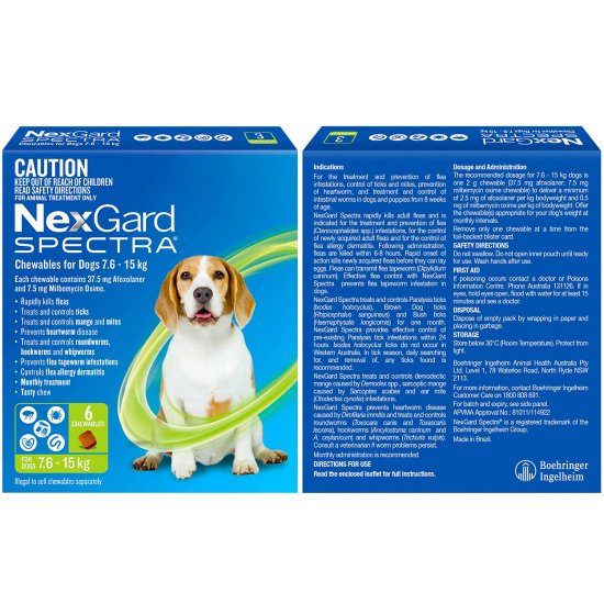 (image for) NexGard Spectra Chews For Dogs Medium 7.6-15kg 6Pack - Click Image to Close