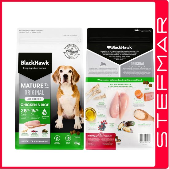 (image for) Black Hawk Dog Food Mature Chicken and Rice 3kg - Click Image to Close