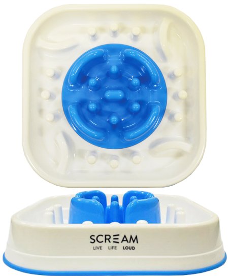 (image for) Scream Slow Feed Interactive Bowl 28x28x7cm Blue - Click Image to Close