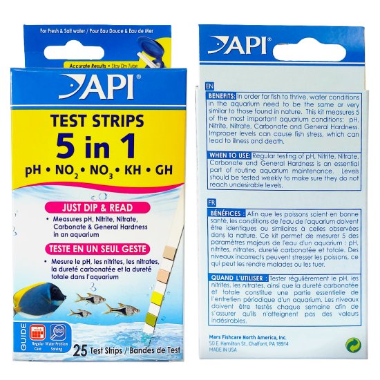 (image for) API Quick Testing Strips 5 in 1 - 25 test strips - Click Image to Close