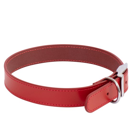 (image for) Beaupets Collar Leather Deluxe Sewn 55Cm Red - Click Image to Close
