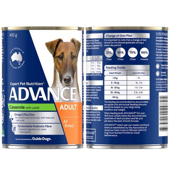 (image for) Advance Dog Wet 12X400g Medium Adult With Lamb Casserole - Click Image to Close