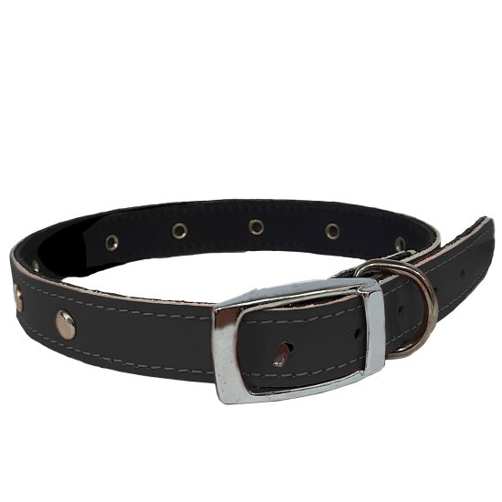 (image for) Beaupets Collar Leather Patent Studded 45Cm Black - Click Image to Close