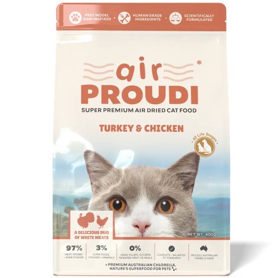 (image for) Proudi Cat Air Dired 400g Turkey Chicken - Click Image to Close