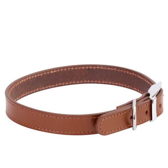 (image for) Beaupets Collar Leather Deluxe Sewn 45Cm Cognac - Click Image to Close