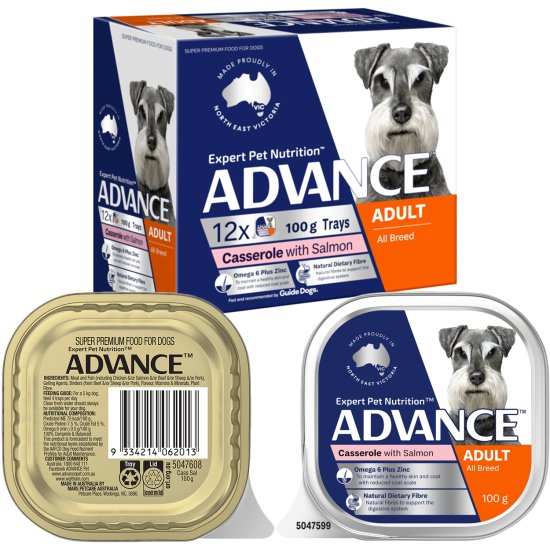 (image for) Advance Dog Wet 12X100g Adult Salmon Casserole - Click Image to Close