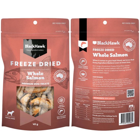(image for) Black Hawk Freeze Dried Treats 45g Whole Salmon - Click Image to Close