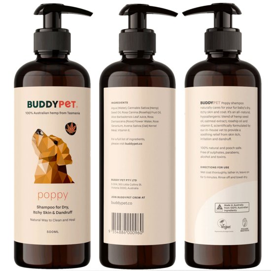 (image for) Buddypet Poppy Hemp Seed Oil Shampoo for Dry Skin 500ml - Click Image to Close