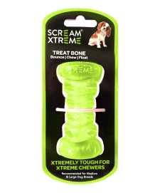 (image for) Scream Treat Bone Medium Large 13cm Green