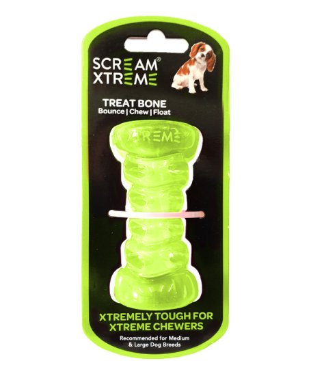 (image for) Scream Treat Bone Medium Large 13cm Green - Click Image to Close