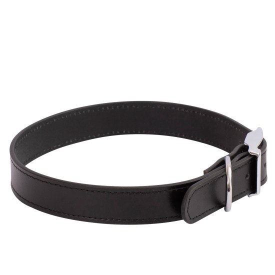 (image for) Beaupets Collar Leather Deluxe Sewn 45Cm Black - Click Image to Close