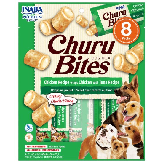 (image for) INABA Dog Churu Bites 8Pack 96g Chicken Tuna - Click Image to Close