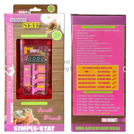 (image for) GYPR Thermostat Simple Stat 1000W Pink - Click Image to Close