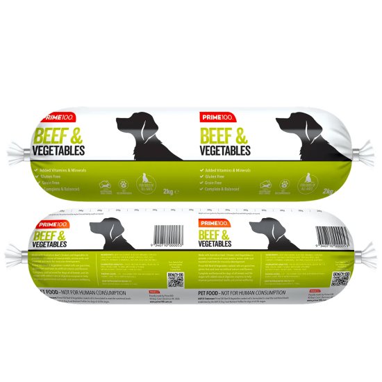 (image for) Prime100 SPD Beef and Vegetables Roll 2kg Gluten Free - Click Image to Close