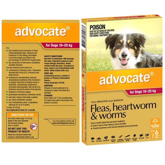 (image for) Advocate Dog 10-25Kg Large Red 6Pack - Click Image to Close
