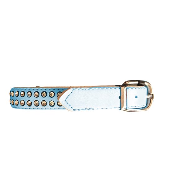 (image for) Beaupets Collar Vinyl 2Row Jewel 40Mm Blue - Click Image to Close