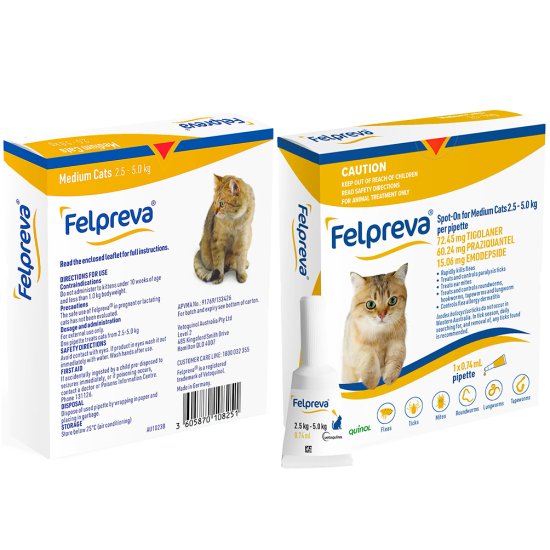 (image for) Felpreva Spot on Cats 2.5-5kg 1pk - Click Image to Close