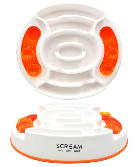 (image for) Scream Slow Feed Interactive Puzzle Bowl 28x28x7cm Orange - Click Image to Close