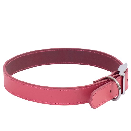 (image for) Beaupets Collar Leather Deluxe Sewn 50Cm Pink - Click Image to Close