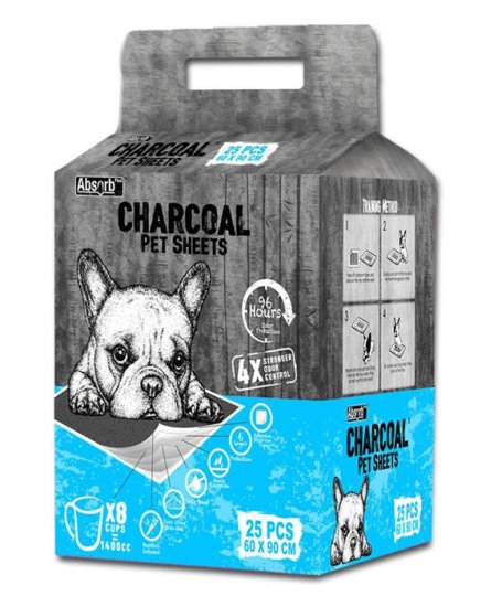 (image for) Absorb Plus Pet Pee Pads 60x90cm 25Pk Charcoal - Click Image to Close