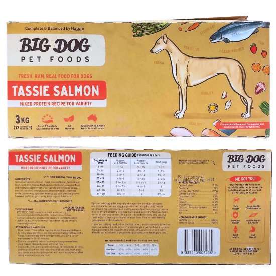 (image for) Big Dog Barf for Dogs 3kg Tasmanian Salmon - Click Image to Close