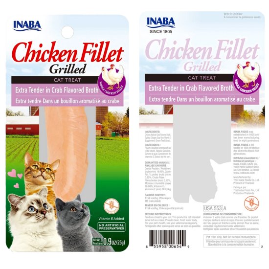 (image for) INABA Cat Grilled Fillet Chicken 15g Extra Crab Broth - Click Image to Close