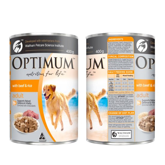 (image for) Optimum Dog Wet 6x400g Beef Rice - Click Image to Close