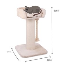 (image for) Kazoo Scratch Post High Bed w/Rope Cream 60x60x100cm