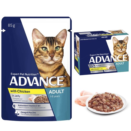 (image for) Advance Cat Wet 12x85g Jelly Adult Chicken - Click Image to Close