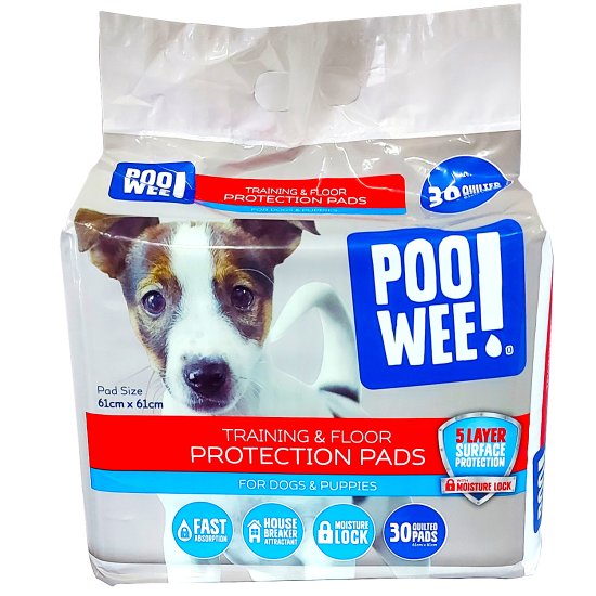 (image for) Poo Wee Training Pads 30Pk 61x61cm - Click Image to Close