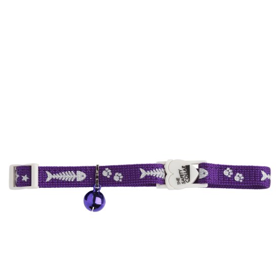 (image for) Beaupets Cat Collar Reflective Fish/Bone Purple - Click Image to Close