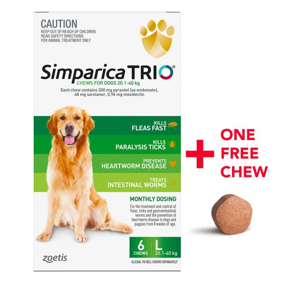 (image for) Simparica Trio 6Pack 20.1-40kg Large - Click Image to Close