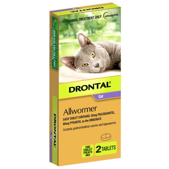 (image for) Drontal Allwormer for Cats 4kg Tablet 2Pack - Click Image to Close
