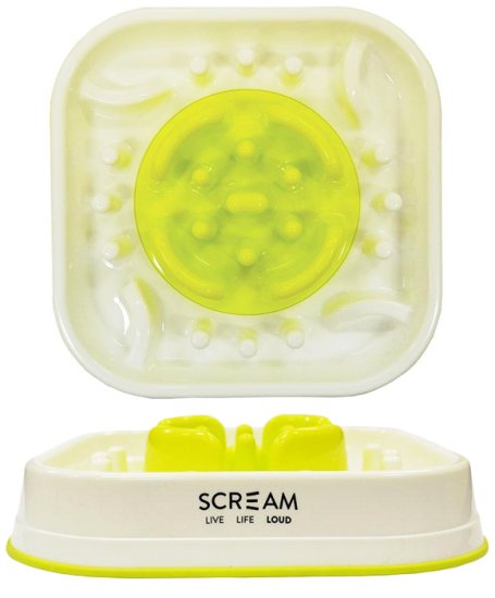 (image for) Scream Slow Feed Interactive Bowl 28x28x7cm Green - Click Image to Close