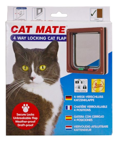 (image for) Petmate Cat Mate Door 4Way Locking Brown - Click Image to Close