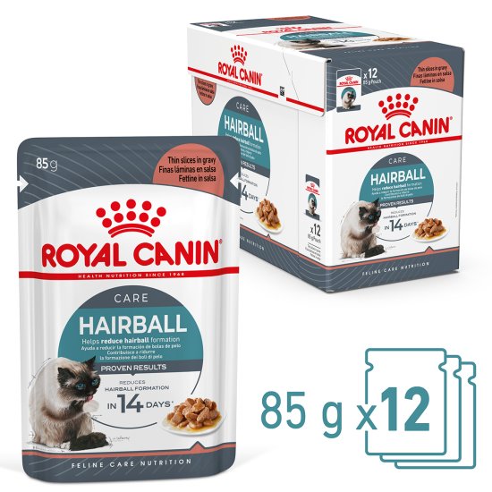 (image for) Royal Canin Cat Wet Pouches 12X85G Gravy Hairball - Click Image to Close